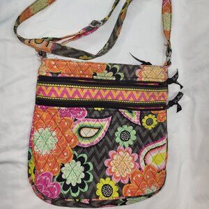 Vera Bradley Ziggy Zinnia Floral Quilted Shoulder Bag Cross Body Zip Purse